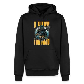 Chasse sous-marine Je plonge pour la nourriture Amateur de pêche - Sweat à capuche Premium bio Homme - noir - Devant - Nico (187cm)
