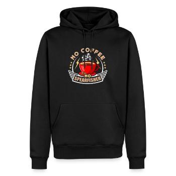 Chasse sous-marine Pas de café Pas de plongée en apnée Amateur de café - Sweat à capuche Premium bio Homme - noir - Devant - Nico (187cm)