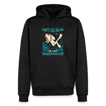 Plongée sous-marine Ne me suivez pas, je suis perdu nageur - Sweat à capuche Premium bio Homme - noir - Devant - Nico (187cm)