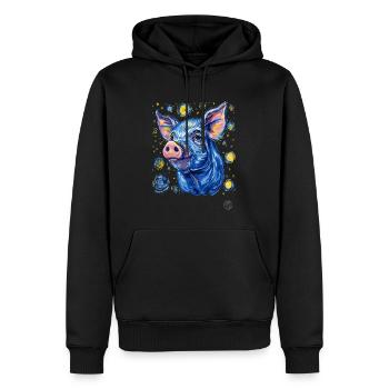 Nuit pleine d’étoiles cochon - Sweat à capuche Premium bio Homme - noir - Devant - Nico (187cm)