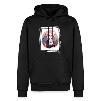 Mädchen mit Katze - Männer Premium Bio Hoodie - Schwarz - Vorne - Nico (187cm)