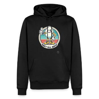 Pouce vers le haut œuf rétro – Ne tombez pas ! - Sweat à capuche Premium bio Homme - noir - Devant - Nico (187cm)