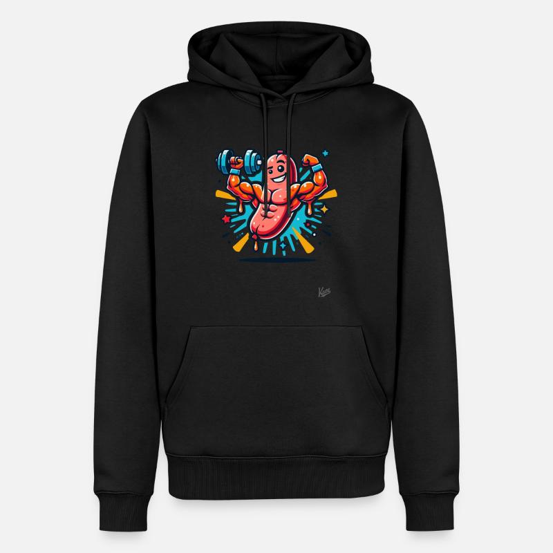 Muscle Bodybuilder Force Saucisse - Sweat à capuche Premium bio Homme - noir
