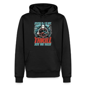 Shark Hunting Hooked On The Thrill Fossil Hunter - Männer Premium Bio Hoodie - Schwarz - Vorne - Nico (187cm)