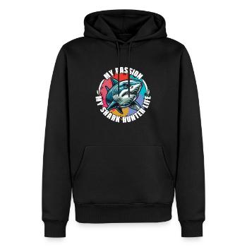 Shark Hunting My Passion My Shark Fossil Hunter - Männer Premium Bio Hoodie - Schwarz - Vorne - Nico (187cm)