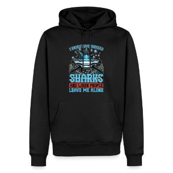 Passionné de requins, j’aime les créatures marines en apnée - Sweat à capuche Premium bio Homme - noir - Devant - Nico (187cm)