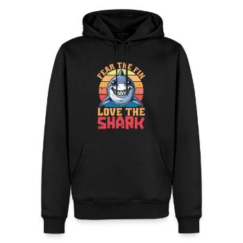 Shark Enthusiast Fear The Fin Marine Biologist - Männer Premium Bio Hoodie - Schwarz - Vorne - Nico (187cm)