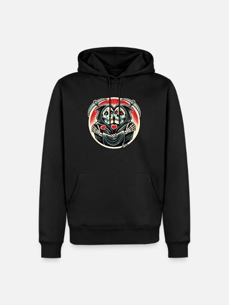 Sensenmann Zwillinge weinen und umarmen sich - Männer Premium Bio Hoodie - Schwarz