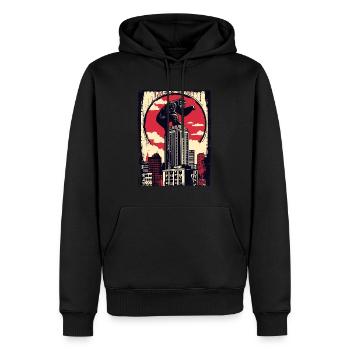 Lustiger Schimpanse klettert auf Wolkenkratzer - Männer Premium Bio Hoodie - Schwarz - Vorne - Nico (187cm)