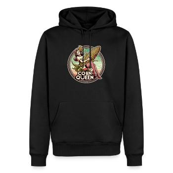 The corn queen with a large corn cob - Men’s Premium Organic Hoodie - black - Front - Nico (187cm)