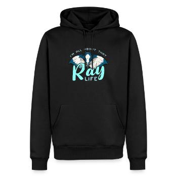 Manta Rays I'm All About That Ray Life Freediving - Männer Premium Bio Hoodie - Schwarz - Vorne - Nico (187cm)