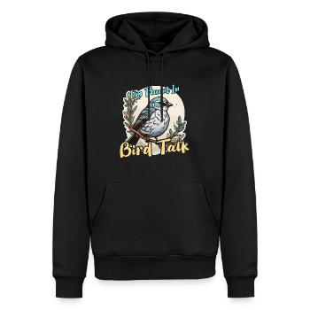 Passionné d’oiseaux, je parle couramment l’ornithologue ornithologique - Sweat à capuche Premium bio Homme - noir - Devant - Nico (187cm)
