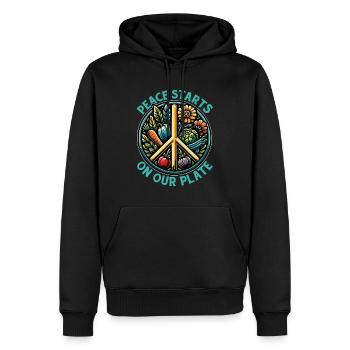 Vegetarian Peace Starts On Your Plate Animal Lover - Men’s Premium Organic Hoodie - black - Front - Nico (187cm)