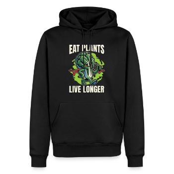 Végétarien Manger des plantes Vivre plus longtemps Mode de vie végétalien - Sweat à capuche Premium bio Homme - noir - Devant - Nico (187cm)