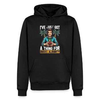 Canard colvert J’ai juste un faible pour la sauvagine - Sweat à capuche Premium bio Homme - noir - Devant - Nico (187cm)
