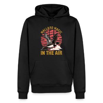 Canard colvert, Magie dans l’air, oiseau d’eau, canard colvert - Sweat à capuche Premium bio Homme - noir - Devant - Nico (187cm)