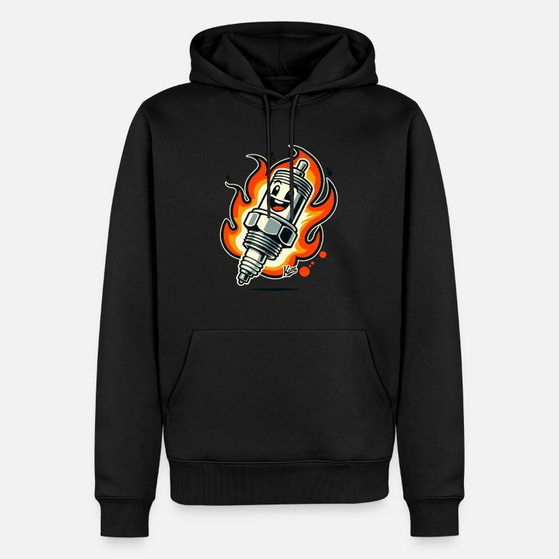Bougie d’allumage joyeuse en feu - Sweat à capuche Premium bio Homme - noir