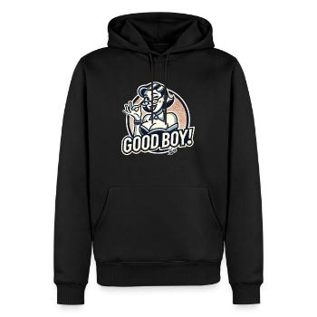Beautiful strict nerd lady: Good boy! - Men’s Premium Organic Hoodie - black - Front - Nico (187cm)