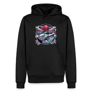 Voiture de sport JDM Japon au coucher du soleil - Sweat à capuche Premium bio Homme - noir - Devant - Nico (187cm)