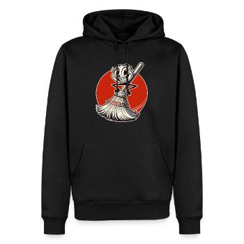 Cheerful Retro Cardboard Broom - Men’s Premium Organic Hoodie - black - Front - Nico (187cm)