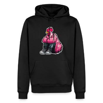 Coq de mode à la mode en plume rose Veste de poulet - Sweat à capuche Premium bio Homme - noir - Devant - Nico (187cm)