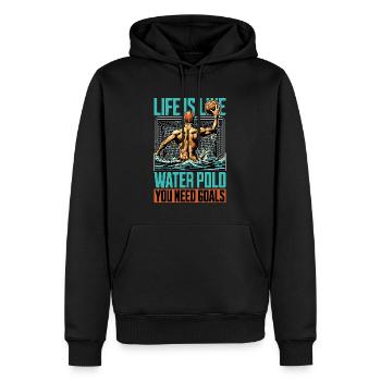 La vie est comme le water-polo, il faut plonger - Sweat à capuche Premium bio Homme - noir - Devant - Nico (187cm)