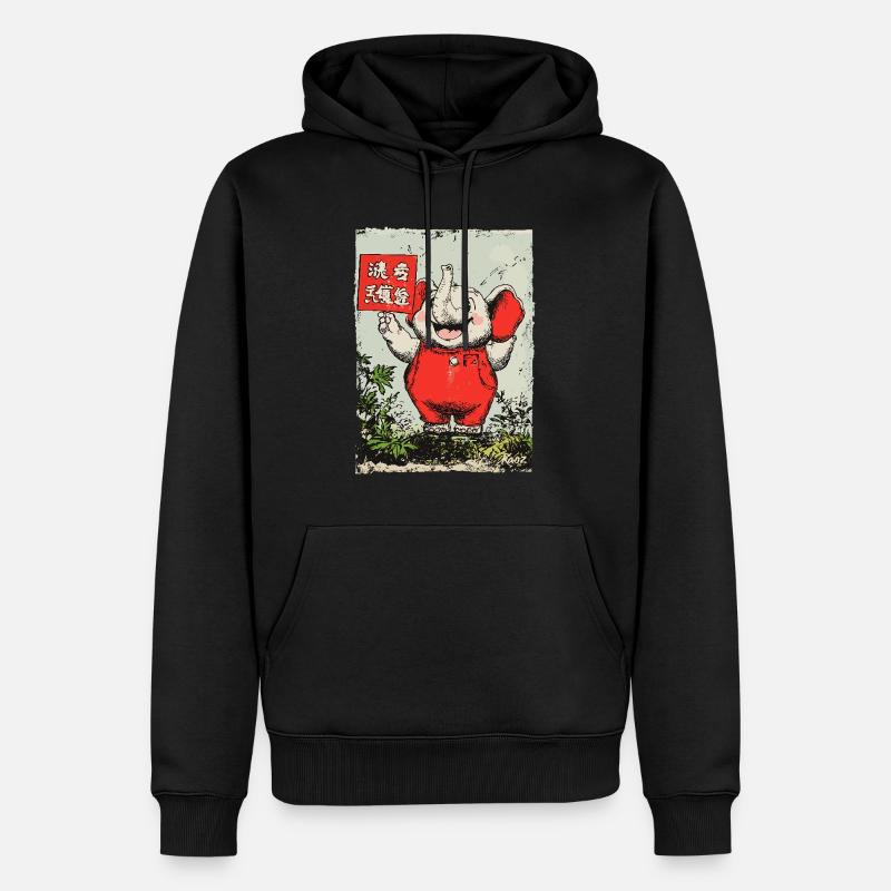 Petit éléphant joyeux - Sweat à capuche Premium bio Homme - noir