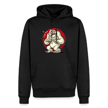 Erschrockener lustiger Yeti Bigfoot verängstigt - Männer Premium Bio Hoodie - Schwarz - Vorne - Nico (187cm)