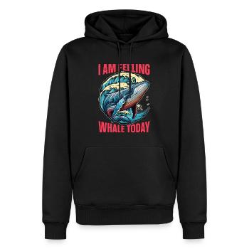 Observation des baleines Je me sens Baleine Biologiste marin - Sweat à capuche Premium bio Homme - noir - Devant - Nico (187cm)