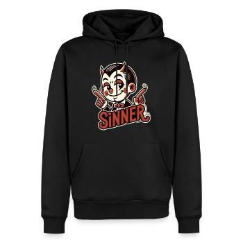 Kleiner Teufel – Stolzer Sünder - Männer Premium Bio Hoodie - Schwarz - Vorne - Nico (187cm)