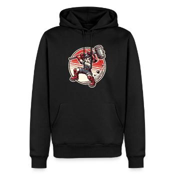 Jolie fille de dessin animé avec marteau - Sweat à capuche Premium bio Homme - noir - Devant - Nico (187cm)