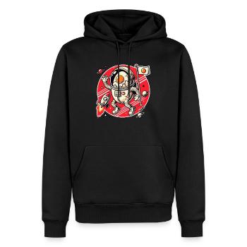 Astronaut Ei mit Rakete im Weltraum mit Planeten - Männer Premium Bio Hoodie - Schwarz - Vorne - Nico (187cm)