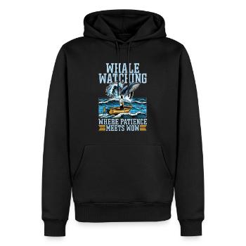 Observation des baleines : là où la patience rencontre les animaux marins - Sweat à capuche Premium bio Homme - noir - Devant - Nico (187cm)