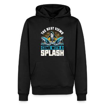 Observation des baleines Les meilleures vues viennent avec Sea Lover - Sweat à capuche Premium bio Homme - noir - Devant - Nico (187cm)