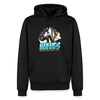 Kiteboard, vagues, vent et sports d’eau sauvage - Sweat à capuche Premium bio Homme - noir - Devant - Nico (187cm)