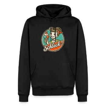 Schleck! Retro-Frau mit Eiscreme - Männer Premium Bio Hoodie - Schwarz - Vorne - Nico (187cm)