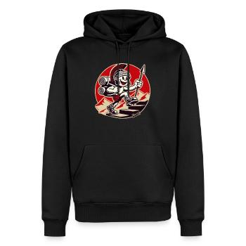 Fröhlicher römischer Soldat wandert - Männer Premium Bio Hoodie - Schwarz - Vorne - Nico (187cm)
