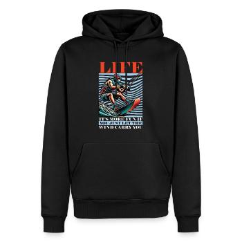 La vie de kitesurf est plus amusante si vous faites de la planche à voile - Sweat à capuche Premium bio Homme - noir - Devant - Nico (187cm)