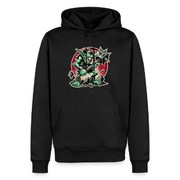 Vilain avec un gros marteau - Sweat à capuche Premium bio Homme - noir - Devant - Nico (187cm)
