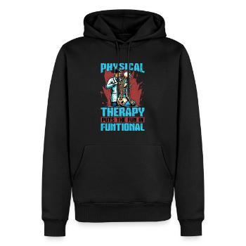 La physiothérapie met le plaisir chez le physiothérapeute - Sweat à capuche Premium bio Homme - noir - Devant - Nico (187cm)