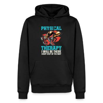 Physiothérapie Je serai là Massothérapeute - Sweat à capuche Premium bio Homme - noir - Devant - Nico (187cm)