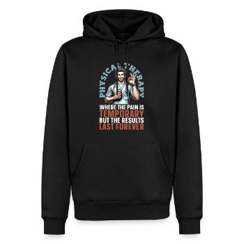 Physiothérapie où la douleur est chiropraticienne - Sweat à capuche Premium bio Homme - noir - Devant - Nico (187cm)