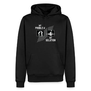 Water Rowing My Problem My Solution Pictogram Dad - Männer Premium Bio Hoodie - Schwarz - Vorne - Nico (187cm)