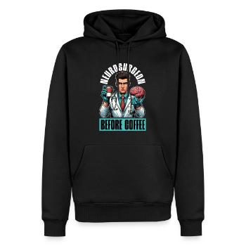 Neurosurgeon Before Brain Doctor Coffee Lover - Men’s Premium Organic Hoodie - black - Front - Nico (187cm)