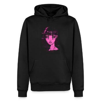 Anime Fille Vaporwave Glitchcore Pastel Goth - Sweat à capuche Premium bio Homme - noir - Devant - Nico (187cm)