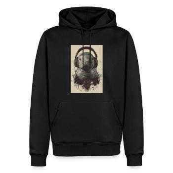 Manatee Manatee Headphones Headphones Music - Men’s Premium Organic Hoodie - black - Front - Nico (187cm)
