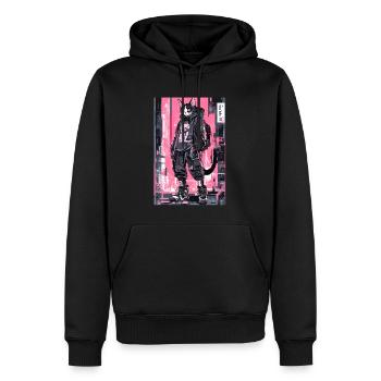 Otaku Streetwear Japon Cyberpunk Techwear Anime - Sweat à capuche Premium bio Homme - noir - Devant - Nico (187cm)