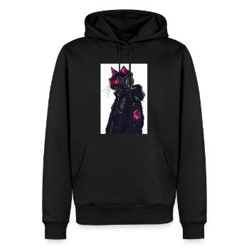 Otaku Streetwear Japon Cyberpunk Techwear Anime - Sweat à capuche Premium bio Homme - noir - Devant - Nico (187cm)