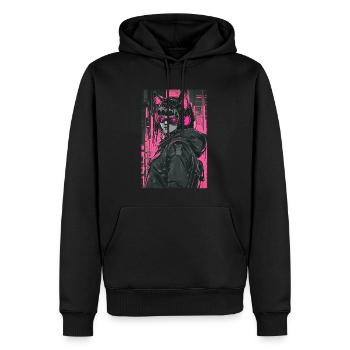 Otaku Streetwear Japon Cyberpunk Techwear Anime - Sweat à capuche Premium bio Homme - noir - Devant - Nico (187cm)