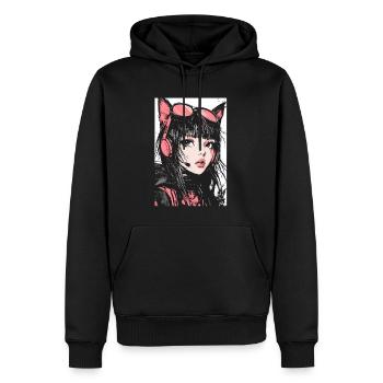 Otaku Streetwear Japon Cyberpunk Techwear Anime - Sweat à capuche Premium bio Homme - noir - Devant - Nico (187cm)